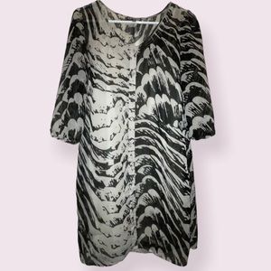 Express Long Sheer Tunic/Button Blouse